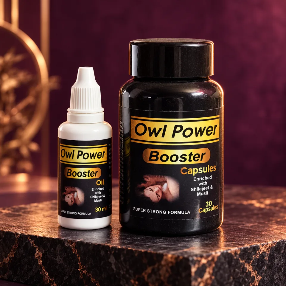 Owl Power Booster capsule and oil premium product presentation